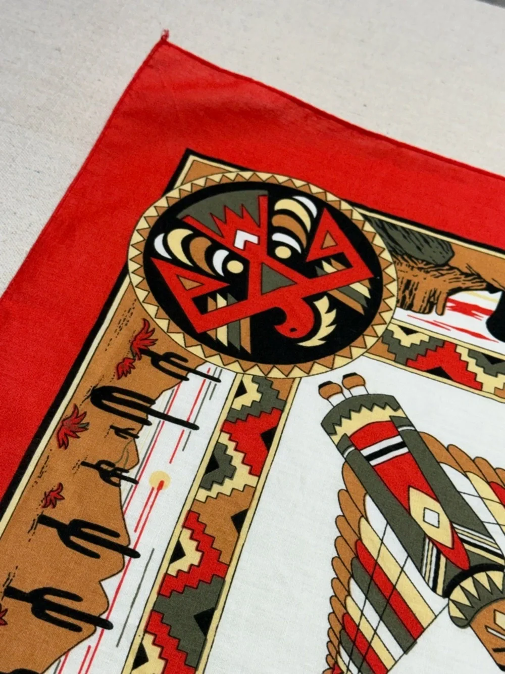 Southwestern Print Bandana Scarf - Red, Black, Tan